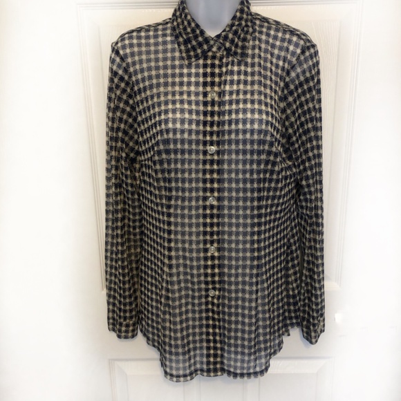 Cabi 736 mesh plaid shirt button down. Medium - Picture 2 of 13